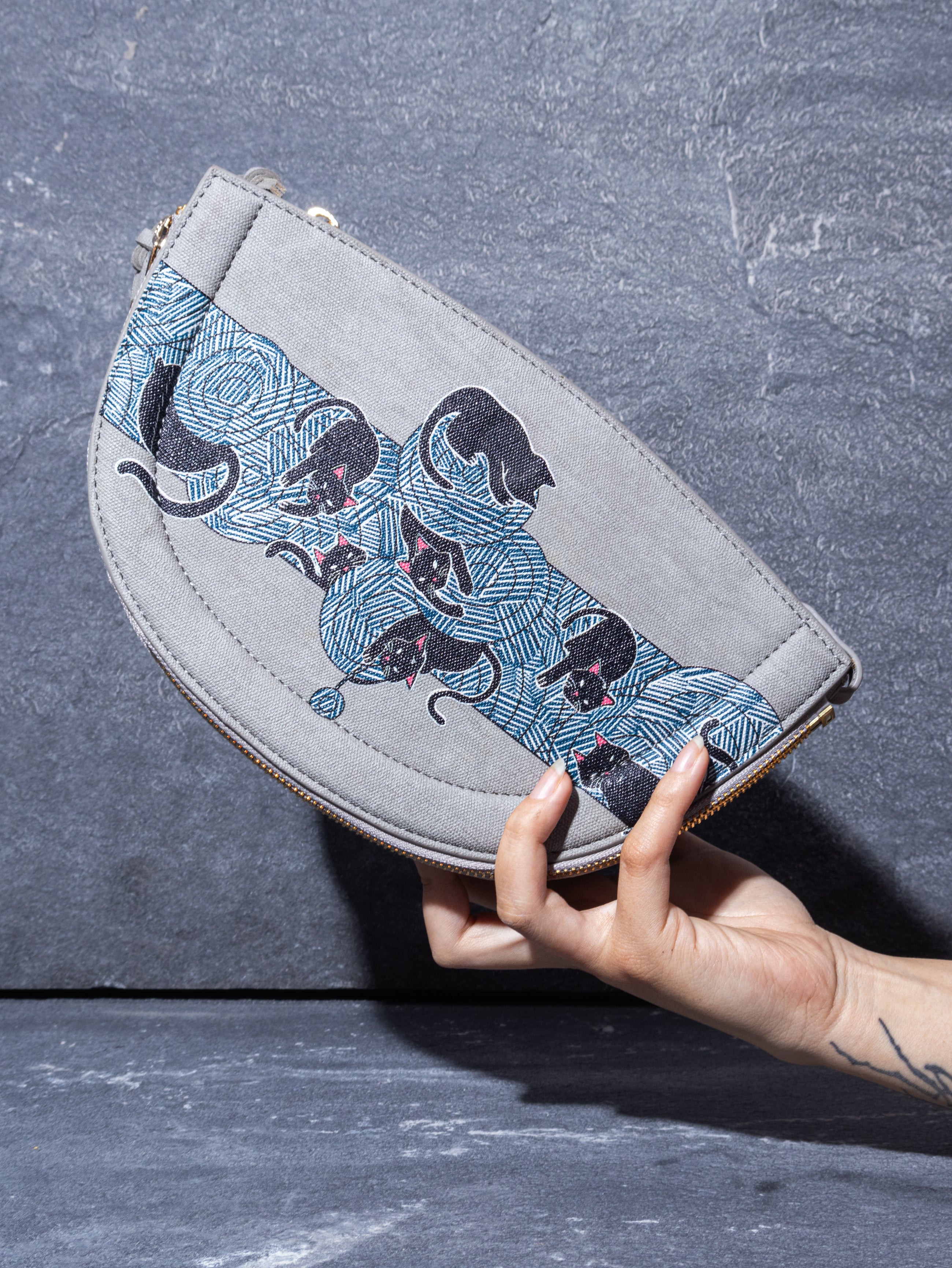 The Knitty Kitties Half Moon Sling Bag