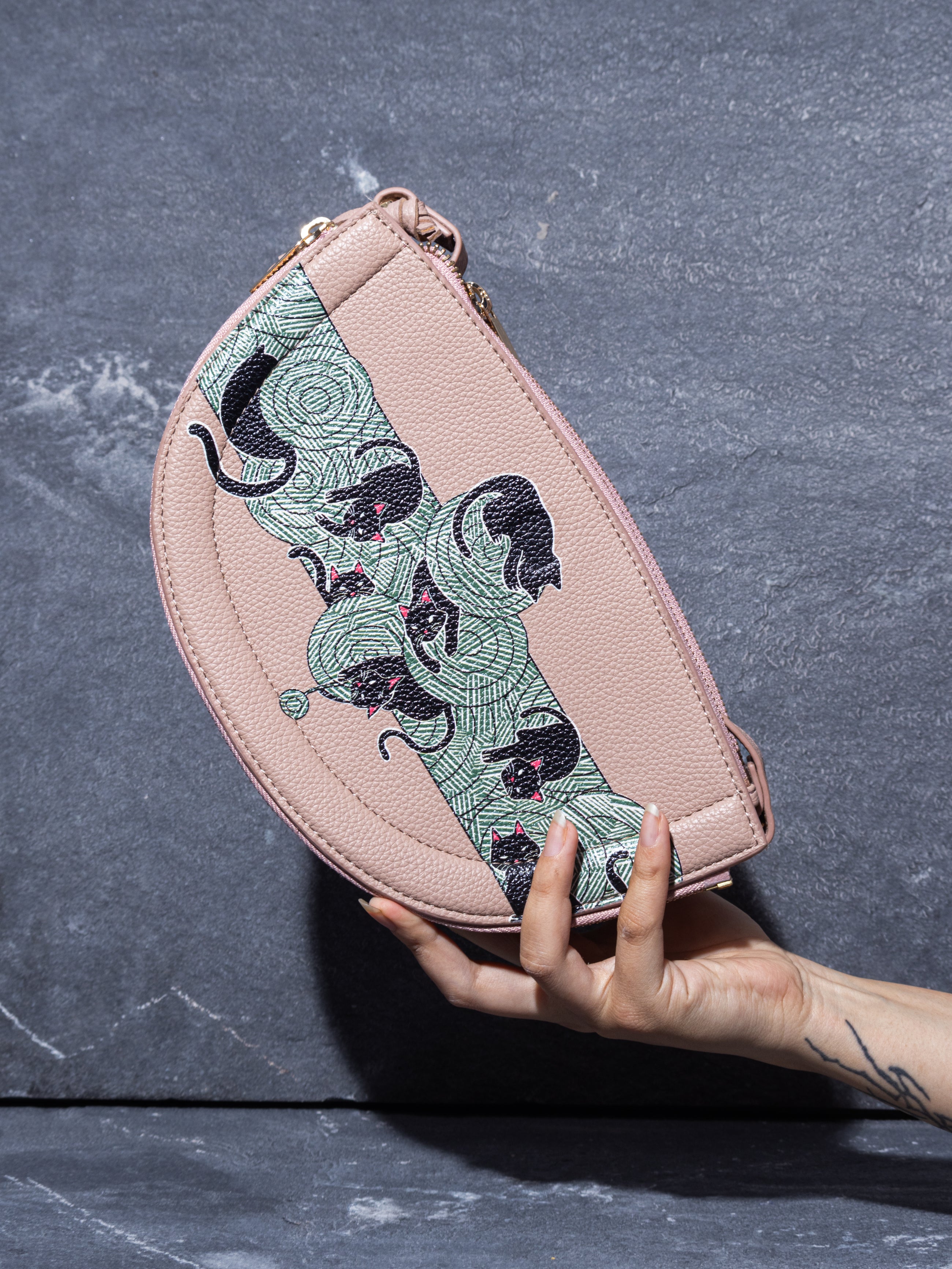 The Knitty Kitties Half Moon Sling Bag