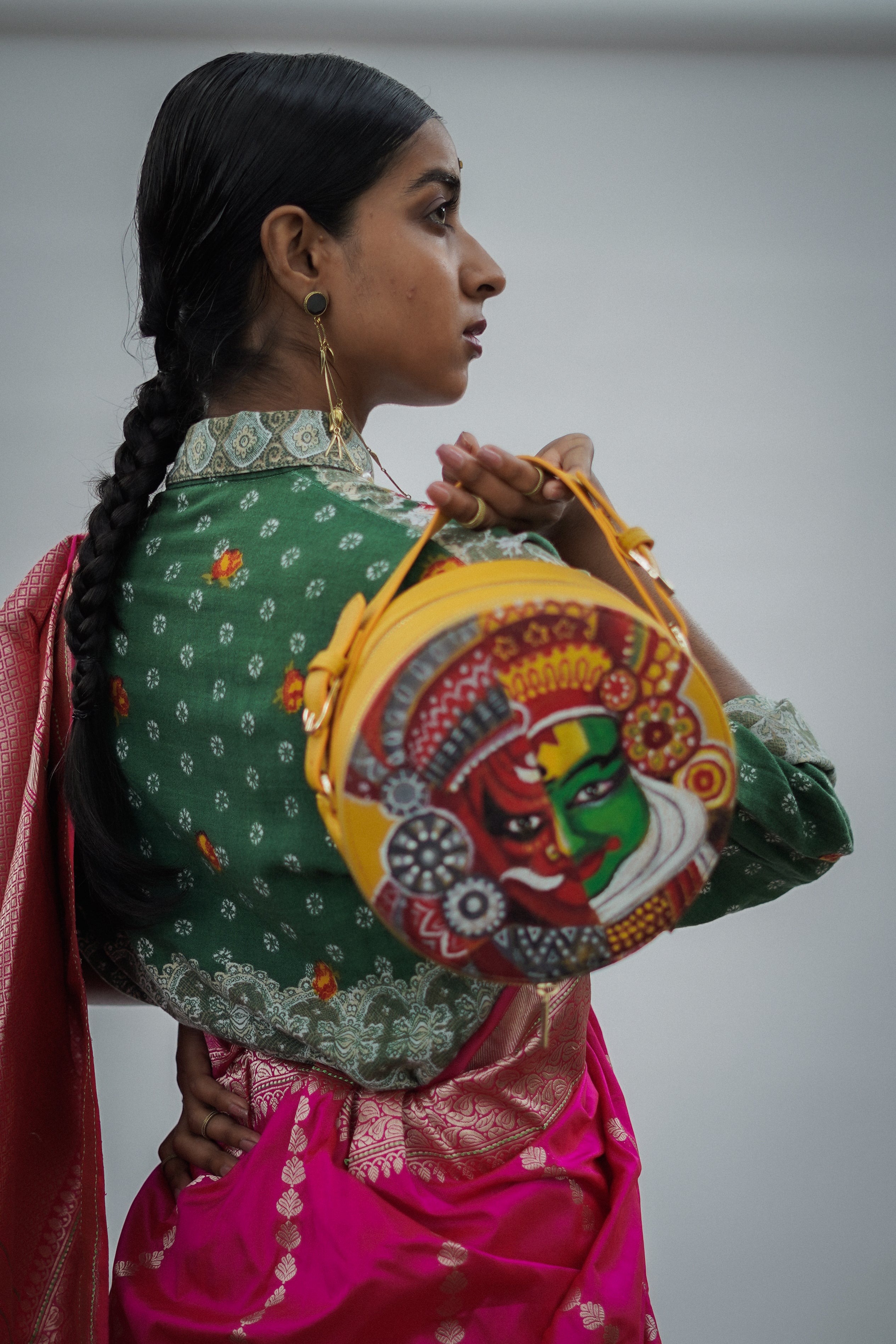 रसा Nakaab Round Sling Bag (HAND-PAINTED)