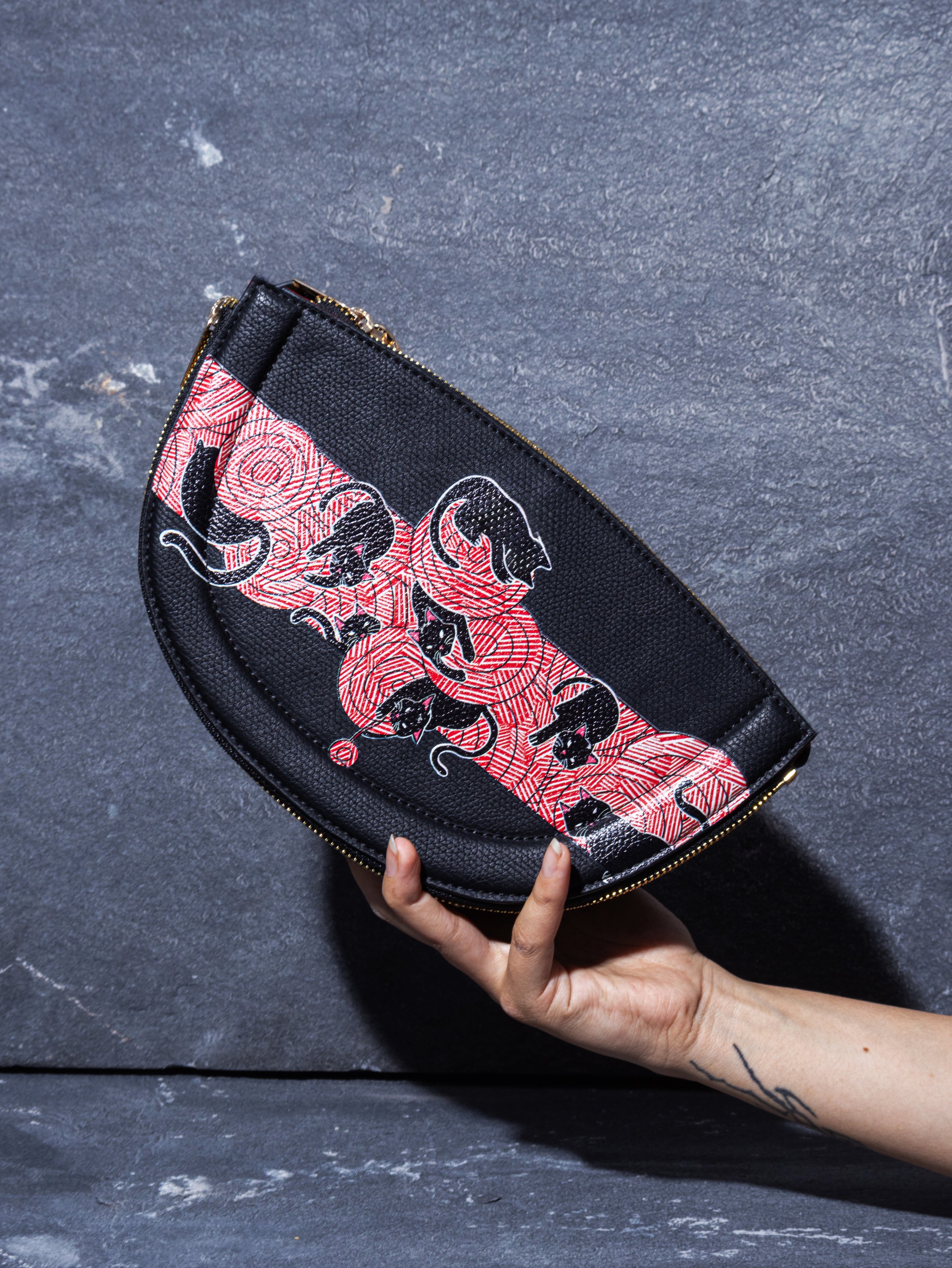 The Knitty Kitties Half Moon Sling Bag