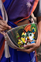 रसा Radha Krishna Half Moon Bag (HAND-PAINTED)