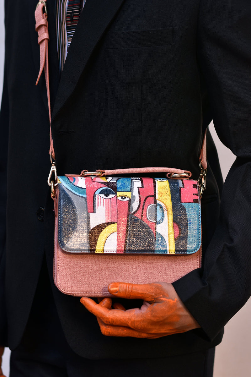 रसा Abstract Nazar Satchel Bag (HAND-PAINTED)