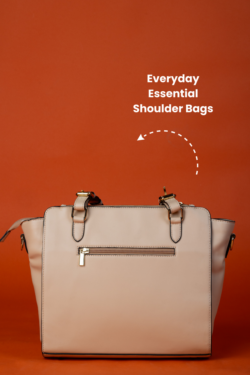 Kaala Cream Beige Line Art Floral-II Everyday Essential Shoulder Bag