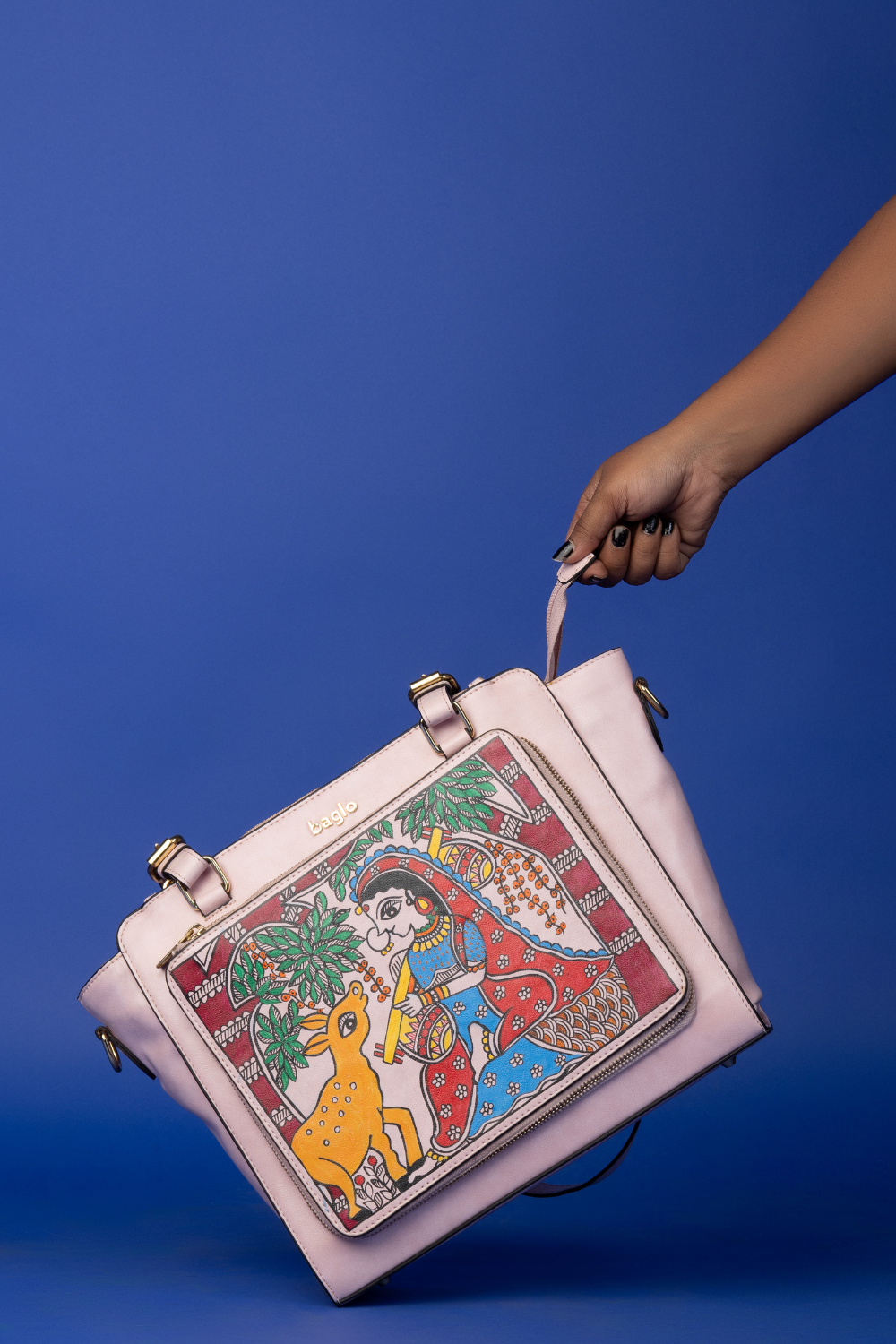 कला Snow Pink (Madhubani Radha) Everyday Essential Shoulder Bag (PRE ORDER)