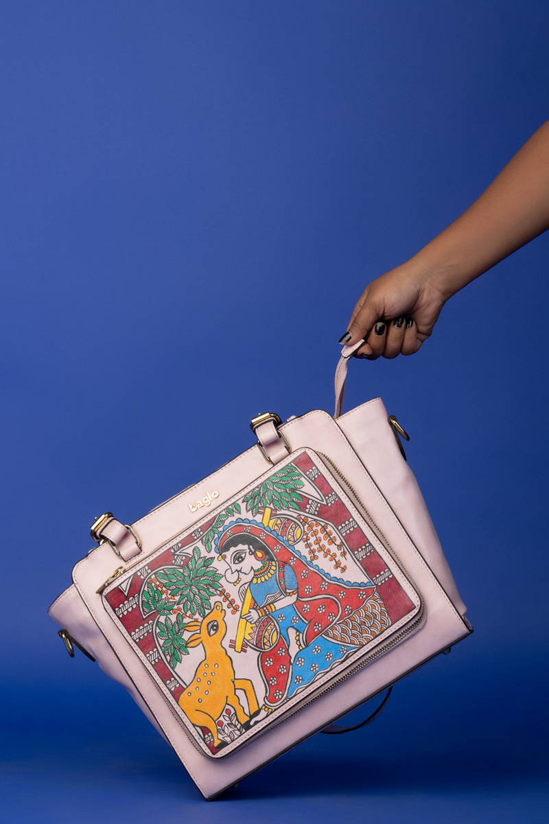 कला Snow Pink (Madhubani Radha) Everyday Essential Shoulder Bag (PRE ORDER)
