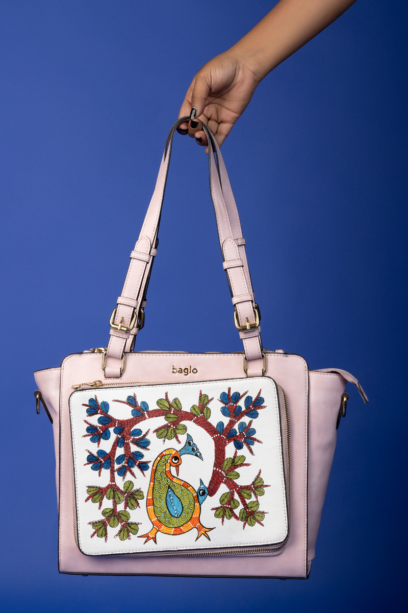 कला Snow Pink (Gondh Peacock) Everyday Essential Shoulder Bag