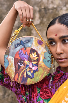 रसा Adwitya Round Sling Bag (HAND-PAINTED)