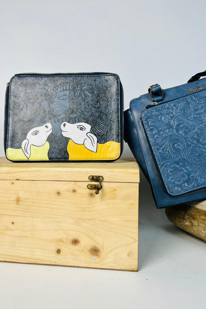 CHARCOAL GREY CONTEMPORARY CALVES CHANGEABLE FLAPS (Does not include bag)