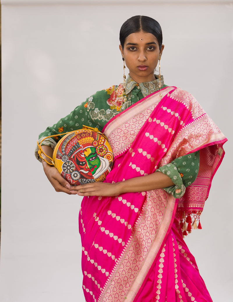 रसा Nakaab Round Sling Bag (HAND-PAINTED)