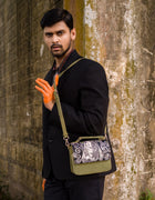 रसा Monochrome Satchel Bag (HAND-PAINTED)
