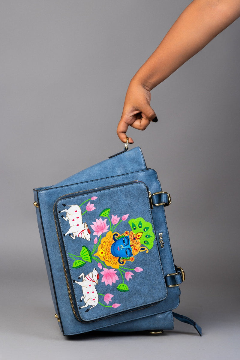 CHARCOAL GREY PICHWAI SHRINATHJI CHANGEABLE FLAPS (Does not include bag)