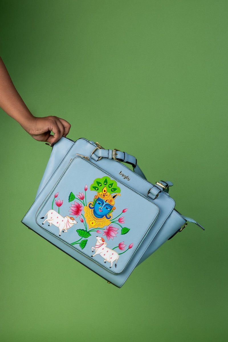 कला Powder Blue (Pichwai Shrinathji) Everyday Essential Shoulder Bag
