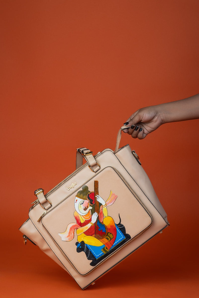 कला Beige (Abstract Ganesh) Everyday Essential Shoulder Bag (PRE ORDER)