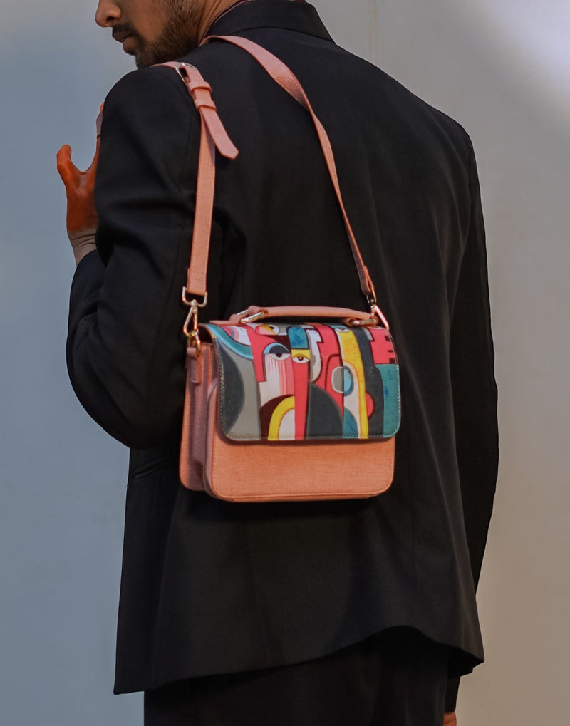 रसा Abstract Nazar Satchel Bag (HAND-PAINTED)